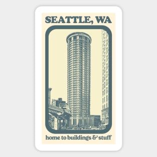 Seattle // Home to buildings & stuff // Humorous Tourism Spoof Design Sticker